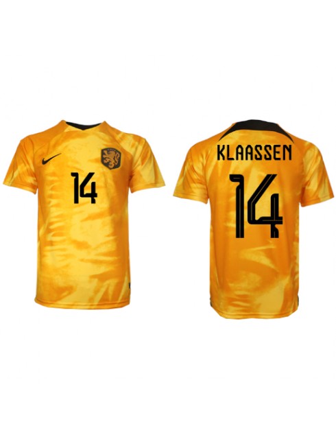 Nederländerna Davy Klaassen #14 Replika Hemmakläder VM 2022 Kortärmad